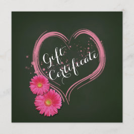 Certificado de Presente de Flores de Coração Rosa