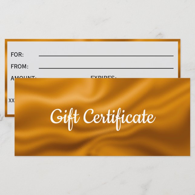 Certificado de presente de folha metálica dourada (Frente/Verso)