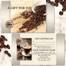 Certificado de Presente de Foto de Café Elegante