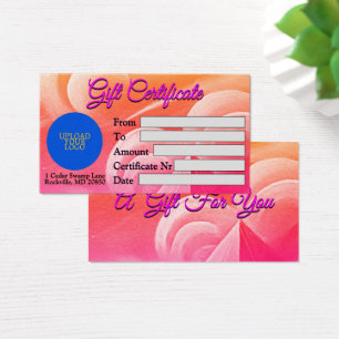 Certificado de Presente de Fundo Cor-de-Rosa e Lar