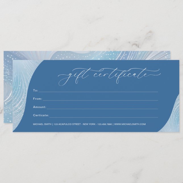 Certificado de Presente de Gradiente Azul Iridesce (Frente/Verso)