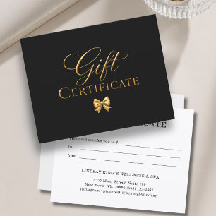 Certificado de Presente de Laço Preto Elegante Dou