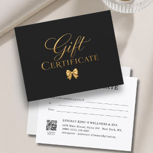 Certificado de Presente de Laço Preto Elegante Dou