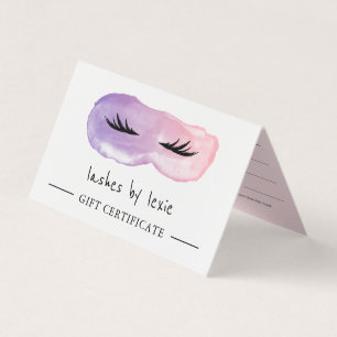 Certificado de Presente de Lashes de Aquarela Rosa