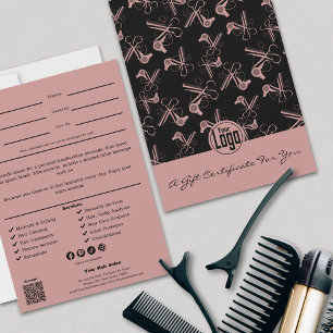 Certificado de Presente de Lista de Estilos Rosa c