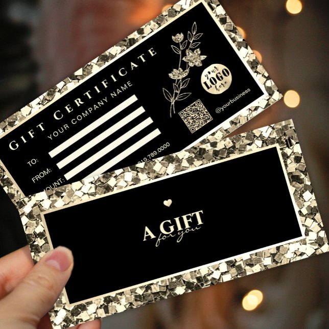 Certificado de presente de logotipo de adição flex (#giftcertificate #goldframegiftcard #giftcard #Christmas #holiday #newyear #caligraphic #goldfoil )