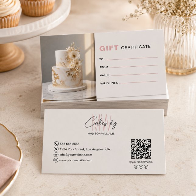 Certificado de Presente de Logotipo de Monograma d (Bakery Monogram Logo Business Gift Certificate)