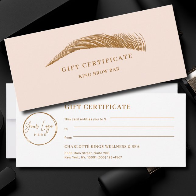 Certificado de Presente de Logotipo de Sobrancelha (Minimal Eyebrow Custom Logo Gift Certificate)