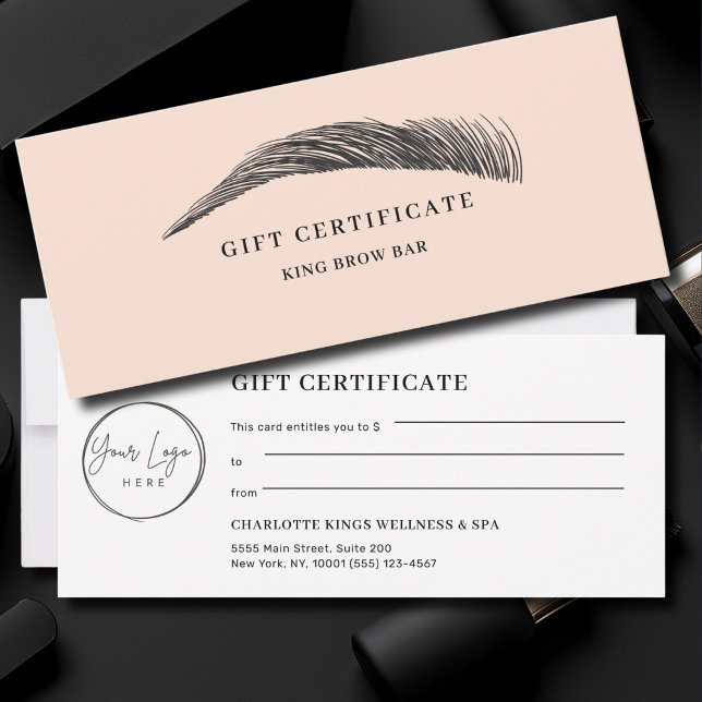 Certificado de Presente de Logotipo de Sobrancelha (Minimal Eyebrow Custom Logo Gift Certificate)