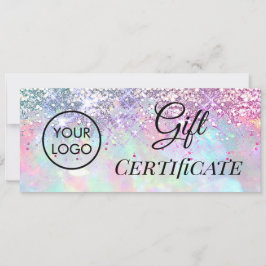certificado de presente de logotipo opal de faux g