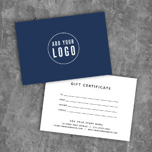 Certificado de presente de logotipo para adição de