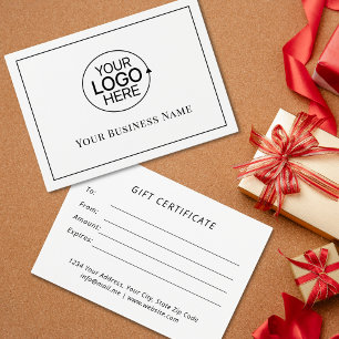 Certificado de presente de logotipo para adição de
