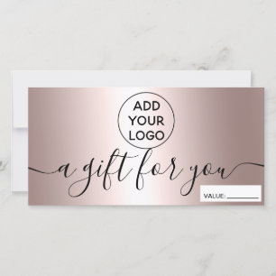 Certificado de presente de logotipo rosa metálico