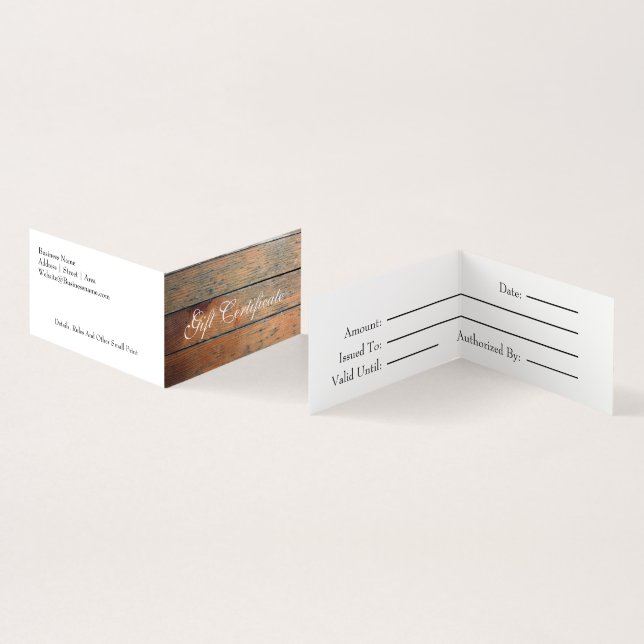 Certificado de Presente de Madeira Faux (Interior e exterior)