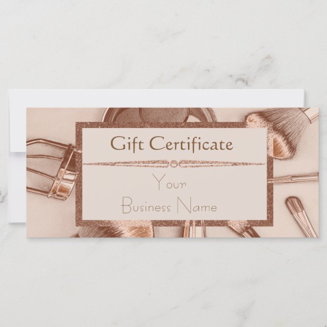 certificado de presente de maquiagem de ouro rosa (Frente)