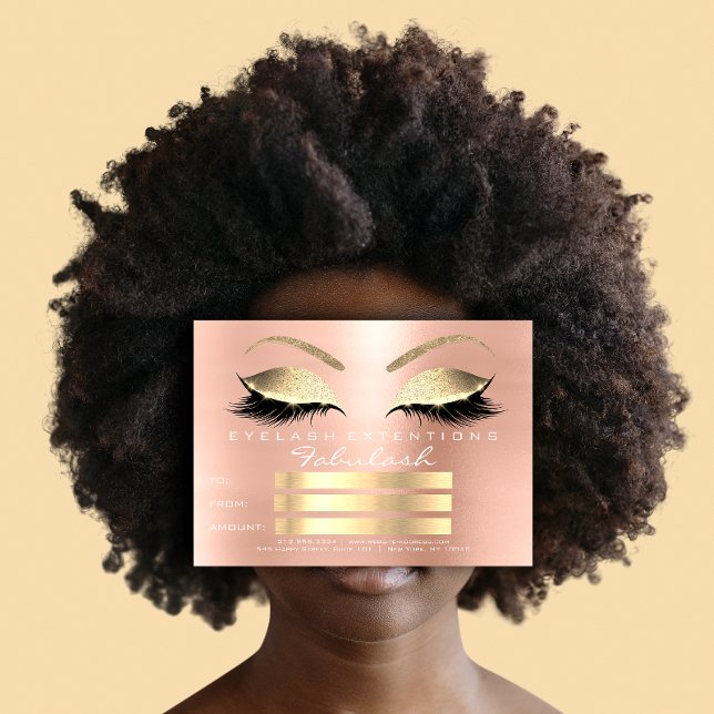 Certificado de Presente de Maquiagem Lux Lashes Ro (Lux Lashes Pink Rose Gold Makeup Certificate Gift )