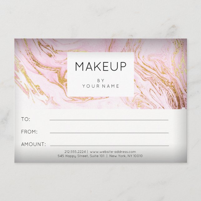 Certificado de Presente de Maquiagem Rosa Bege Már (Frente)