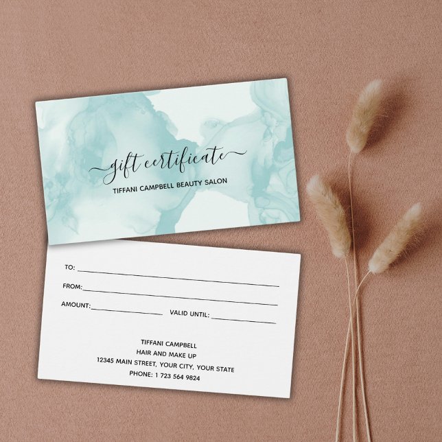 Certificado de Presente de Mármore Verde e Glitter (Criador carregado)