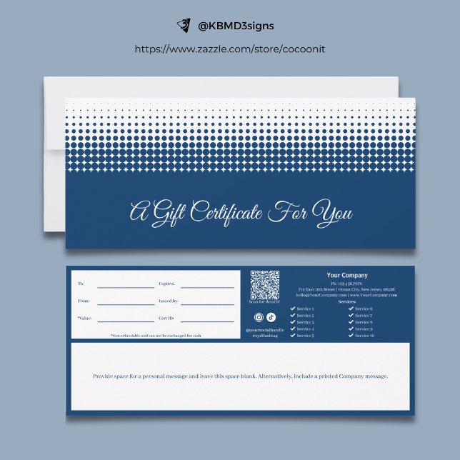 Certificado de Presente de Meio Tom Elegante (Elegant Half Tone Pattern Gift Certificate, 4x9.25)