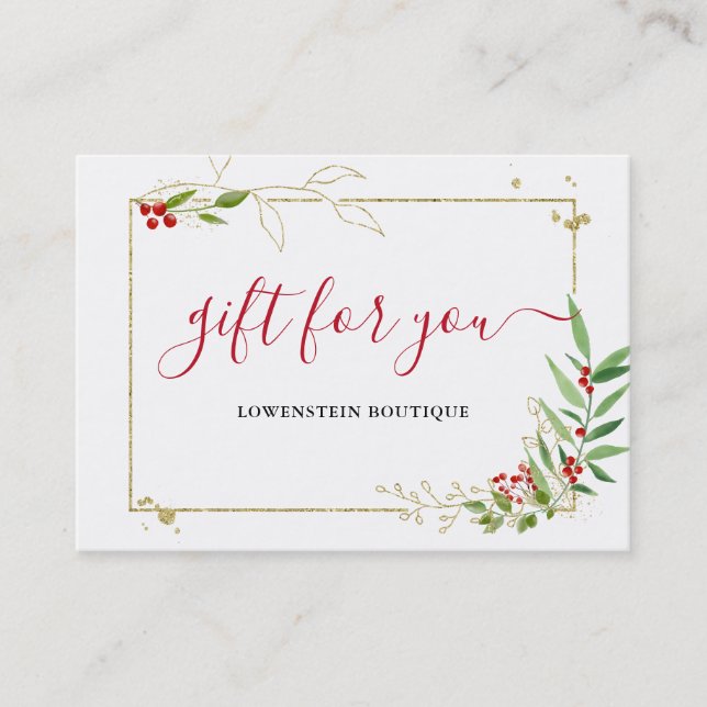Certificado de Presente de Natal Dourado Red Berry (Frente)