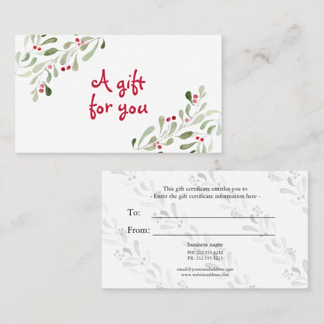 Certificado de presente de Natal em Watercolor (Frente/Verso)