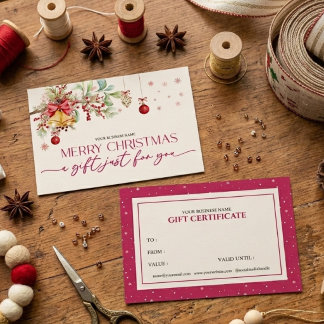 Certificado de Presente de Natal Floral Elegante