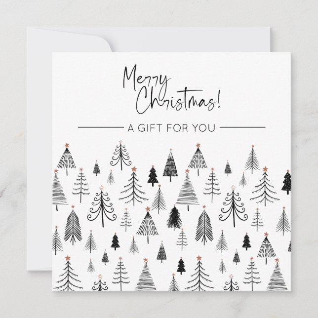 Certificado de Presente de Natal Negro e Branco (Frente)