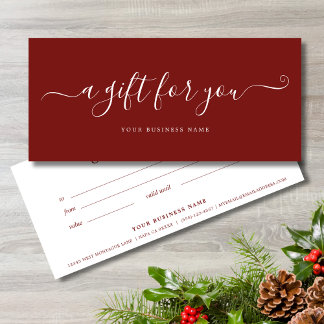Certificado de Presente de Natal Vermelho Simples