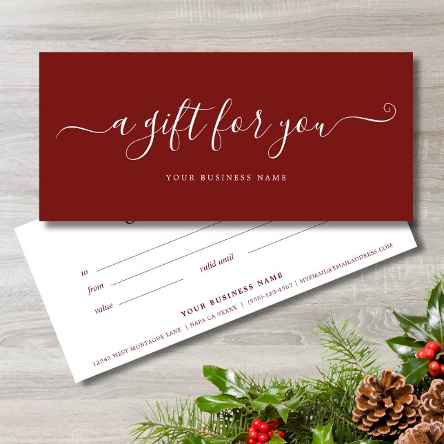 Certificado de Presente de Natal Vermelho Simples (Red Business Gift Certificates)