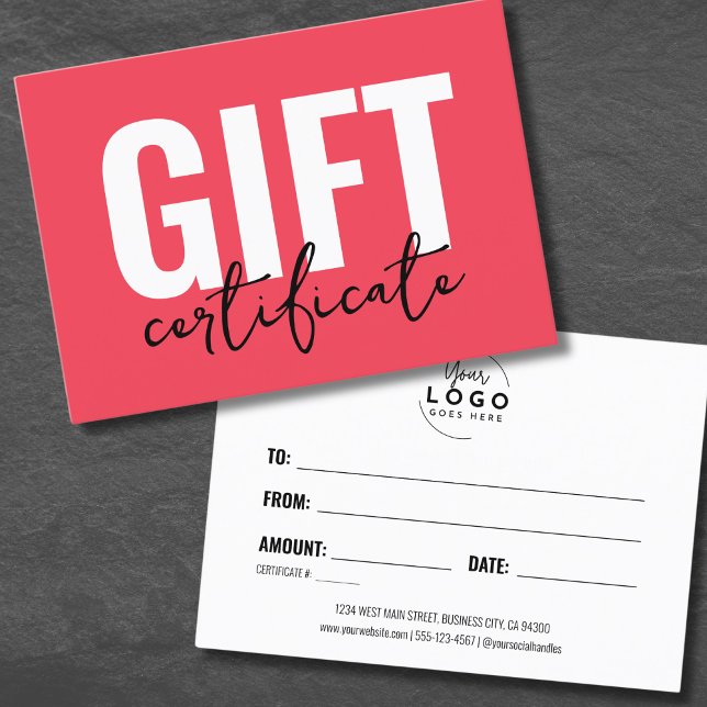 Certificado de Presente de Negócios com Logotipo V (Red Your Logo Business Gift Certificate)