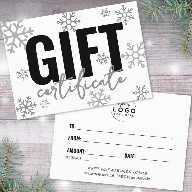 Certificado de Presente de Negócios de Inverno com (Logo Winter Holiday Business Gift Certificate)