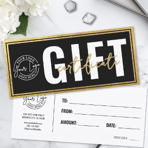 Certificado de Presente de Negócios Preto Dourado