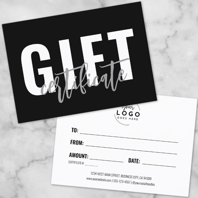 Certificado de Presente de Negócios Rascunho do Lo (Logo Script Business Gift Certificate Voucher)