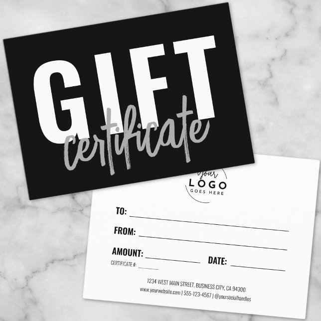 Certificado de Presente de Negócios Roteiro Modern (Logo Modern Script Business Gift Certificate)