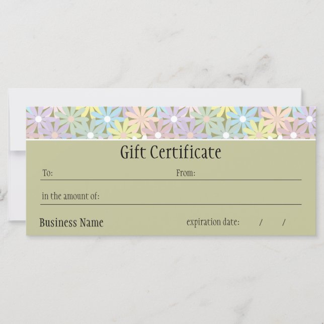 Certificado de Presente de Pastel Florals (Frente)