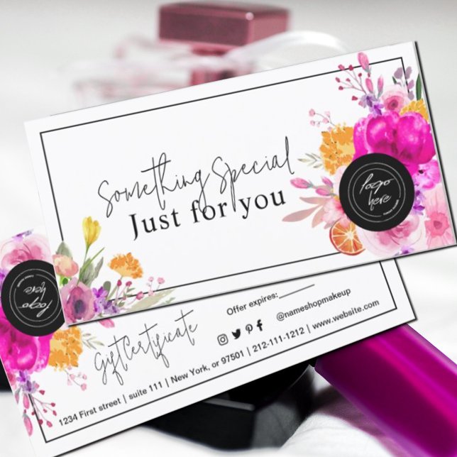 Certificado de Presente de Primavera de Flor Selva ( watercolor flowers in shades of pink and yellow in rustic garden greenery. #wildflowers#springbloom)