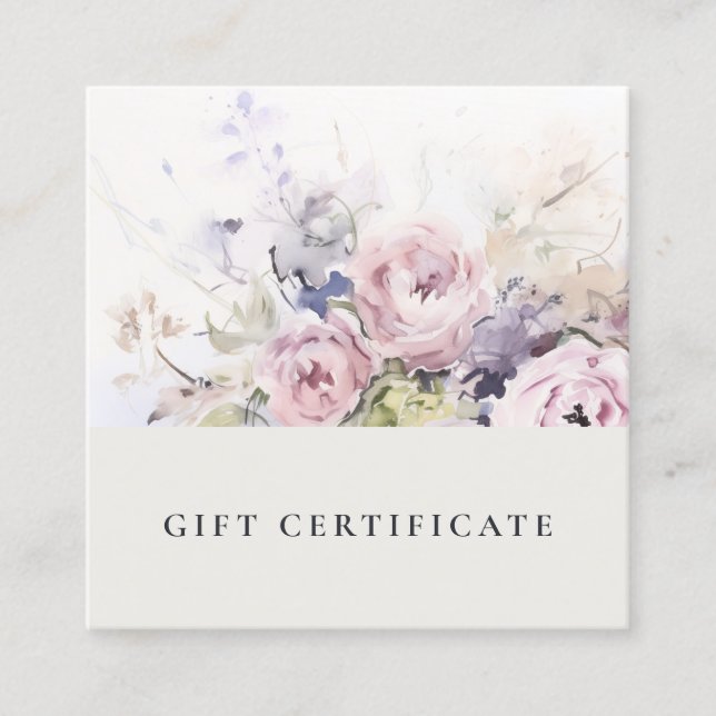 Certificado de Presente de Rosa de Aquarela Lilac (Frente)