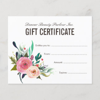 Certificado de Presente de Salão de Beleza Floral