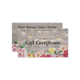 Certificado de Presente de Salão de Madeira Floral