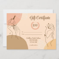 Certificado de Presente de Salão de Nail