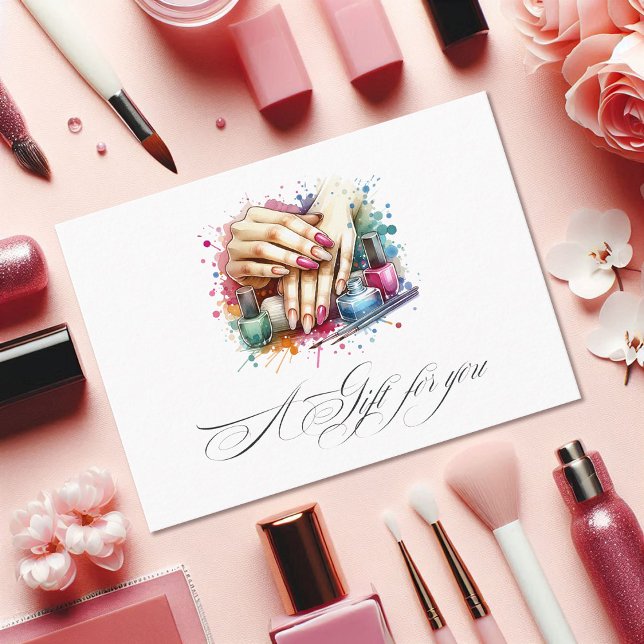 Certificado de Presente de Salão de Nail Salon Chi (Chic Watercolor Nail Salon Gift Certificate)