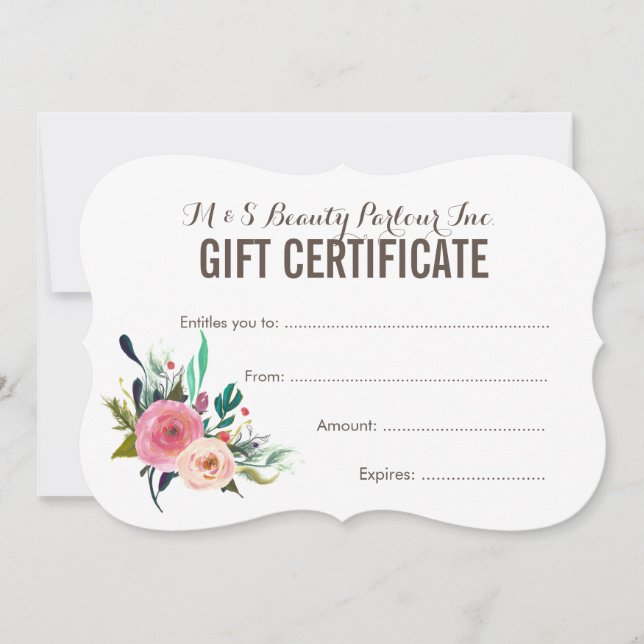 Certificado de Presente de Salão Floral Pintado Mo (Frente)