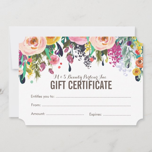Certificado de Presente de Salão Floral Pintado Mo (Frente)