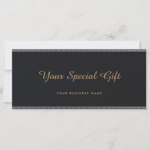 Certificado de Presente de Script Preto e Dourado
