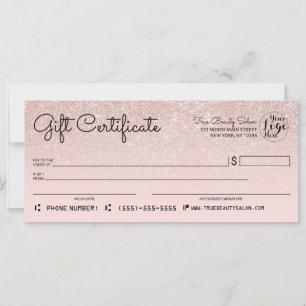 Certificado de Presente de Verificação da Glitter