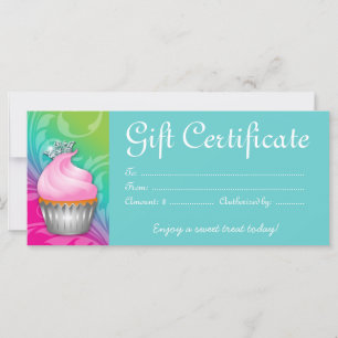 Certificado de Presente do cupcake Coroa Azul-Rosa