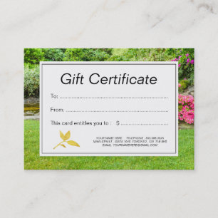 Certificado de presente do gramado e do jardim