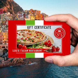 Certificado de Presente do Restaurante Italiano Yo