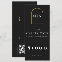 Certificado de Presente do Salão Modern Black Gold