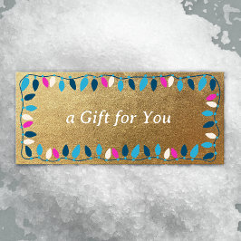 Certificado de Presente Dourado das Luzes de Natal